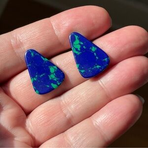 Vintage azurite-malachite (?) polishedslice earrings wilderkind boho